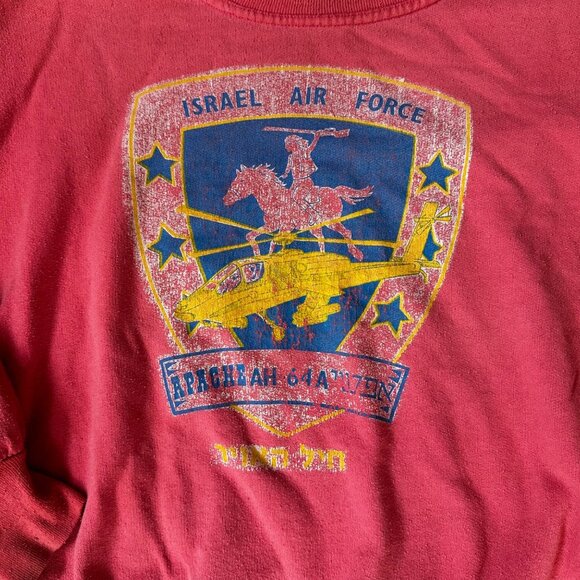 Vintage 80s Israel Air Force Graphic Apache Helicopter Sweatshirt Unisex - Picture 2 of 7